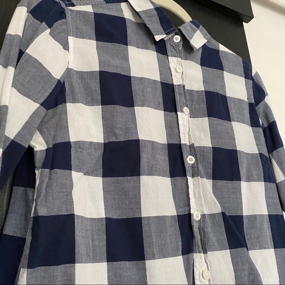 US Polo Plaid collar shirt navy blue and white